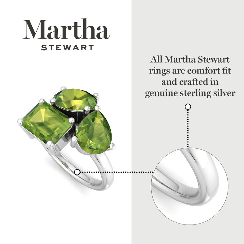 Martha Stewart Peridot Three Stone Cluster Ring in Sterling Silver image number null